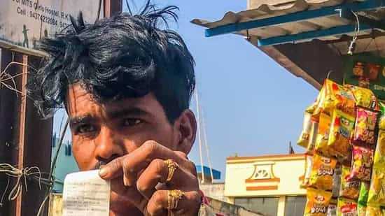 The man with the fine receipt. (HT Photo)